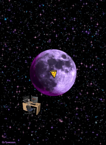 a planet with pizza and hearts on top